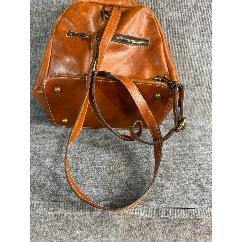 Patricia Nash Tan Tooled Leather Dome Backpack Crossbody Bag Floral